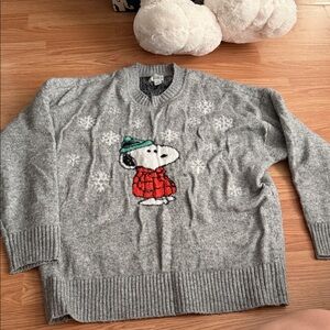 Gray Snoopy Holiday Sweater